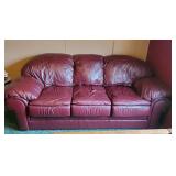 Incredible Barcalounger Couch with Amazing Deep Red Leather Color very little sign of wear No Tears This Couch Sells for over $2000