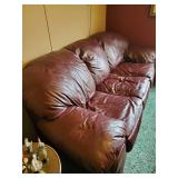 Incredible Barcalounger Couch with Amazing Deep Red Leather Color very little sign of wear No Tears This Couch Sells for over $2000