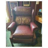 Stunning Vintage Barcalounger Reclining Chair With Gorgeous Deep Red Leather Color No Tears and Very Little Sign of Wear This Chair Sells For over $1500