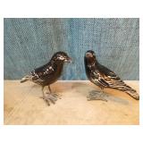 2 Folk Art Ceramic Crows