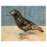 2 Folk Art Ceramic Crows
