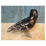 2 Folk Art Ceramic Crows