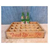 Vintage 7-Up Wooden Crate with Bottles
