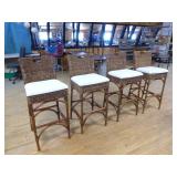 4 Safavieh Wicker Bar Stools