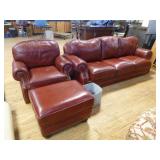 Hancock & Moore 3 Piece Red Leather Living Room Furniture