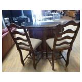 Ornate Wooden Carved Bar with 2 Bar Stools