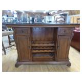 Ornate Wooden Carved Bar with 2 Bar Stools