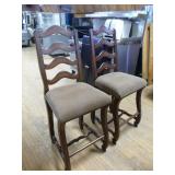 Ornate Wooden Carved Bar with 2 Bar Stools