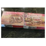 2 Vintage Life Like Hobby Model Kits Gatling Gun and Revolutionary War Cannon