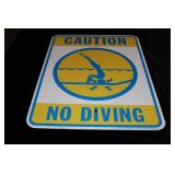 Caution No Diving  Metal Sign