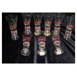 9 Budweiser Christmas Clydesdale Pilsner glasses