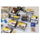 Large Bin of Train Electronics 3 Transformers Switches, wire, Joiners lights and more