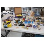 Large Bin of Train Electronics 3 Transformers Switches, wire, Joiners lights and more