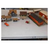 Bin of HO Buildings - Lumberyard, Houses and vehicles