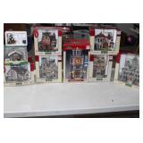 7 pc Collection Lemax Christmas Town Hall Clock Tower Warming Hut and more