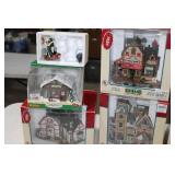 7 pc Collection Lemax Christmas Town Hall Clock Tower Warming Hut and more