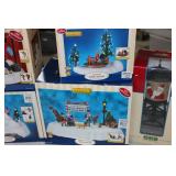 10 Piece Lemax Christmas Buildings Dog Show Pageant, Santa Water Tower, Snowball Fight Merry Go Round, Santa Hammock