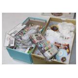 Bin of Sugar N Spice Christmas Decorations Gingerbread Palace Covered Bridge Lights and Figures