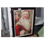 Christmas Large Santa Framed Item, and Saturday Evening Post