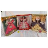 THREE HOLIDAY BARBIES SPECIAL EDITIONS