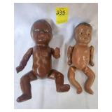 TWO VINTAGE BLACK BABY DOLLS