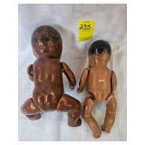 TWO VINTAGE BLACK BABY DOLLS