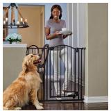 Carlson 38.5 Inch Extra Tall Arched Hands Free Gate, Fits Openings 29-43.5 Inches Wide, Includes Small Pet Door, Black