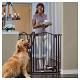 Carlson 38.5 Inch Extra Tall Arched Hands Free Gate, Fits Openings 29-43.5 Inches Wide, Includes Small Pet Door, Black