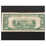 1929 Brown Seal $20 Dollar National Currency Cincinnati, Ohio Low Serial