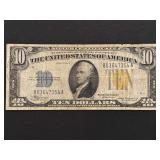 1934 A Yellow Seal $10 Dollar North Africa Silver Certificate