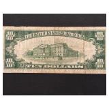 1934 A Yellow Seal $10 Dollar North Africa Silver Certificate