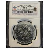 2009 Canada 1 Ounce .999 Fine Silver $5 Dollar Olympic Coin NGC MS69