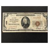 1929 Brown Seal $20 Dollar National Currency Lynchburg, Virginia