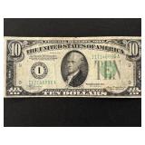 1934 Green Seal $10 Dollar Federal Reserve Note