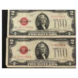 1928 G Red Seal $2 Dollar Notes