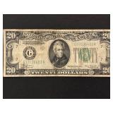 1934 A Green Seal $20 Dollar Federal Reserve Note