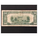 1934 A Green Seal $20 Dollar Federal Reserve Note
