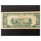 1928 Brown Seal $20 Dollar National Currency Watertown, New York
