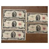 1953 Red Seal $2 Dollar Notes