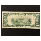 1929 Brown Seal $20 Dollar National Currency Urbana, Ohio