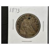 1873 Liberty Seated Half Dollar - Hole in Coin
