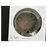 1863 Silver Mexican Coin - Hole in It