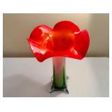 Ruffled Calla Lily Tall Glass Art Vase