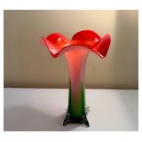 Ruffled Calla Lily Tall Glass Art Vase
