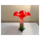 Ruffled Calla Lily Tall Glass Art Vase