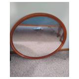 Antique Round Wood Mirror