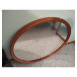 Antique Round Wood Mirror