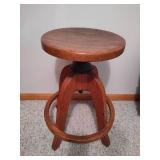 Solid Oak Wood Drafting Stool