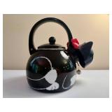 Cute Black and White Kitty Cat Whistling Tea Pot