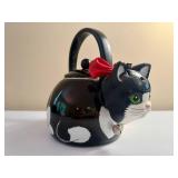 Cute Black and White Kitty Cat Whistling Tea Pot